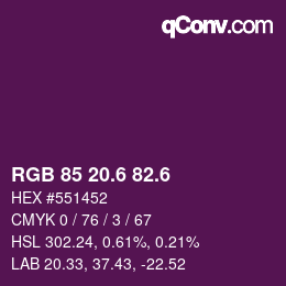 カラーコード: RGB 85 20.6 82.6 | qconv.com