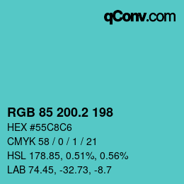 Color code: RGB 85 200.2 198 | qconv.com