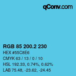 カラーコード: RGB 85 200.2 230 | qconv.com