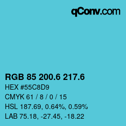 カラーコード: RGB 85 200.6 217.6 | qconv.com