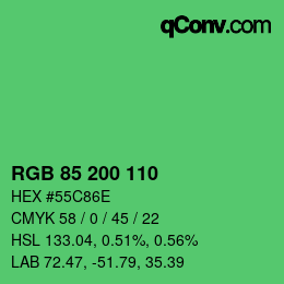 Farbcode: RGB 85 200 110 | qconv.com