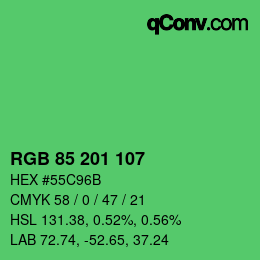 Color code: RGB 85 201 107 | qconv.com