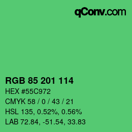 Color code: RGB 85 201 114 | qconv.com