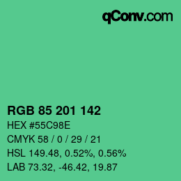 Color code: RGB 85 201 142 | qconv.com