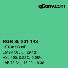 Color code: RGB 85 201 143 | qconv.com