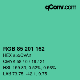 カラーコード: RGB 85 201 162 | qconv.com