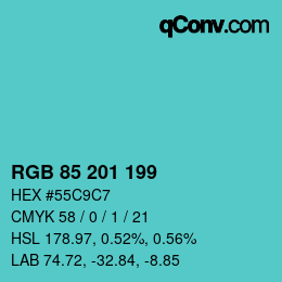 Color code: RGB 85 201 199 | qconv.com