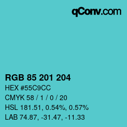 Color code: RGB 85 201 204 | qconv.com