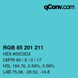 Color code: RGB 85 201 211 | qconv.com