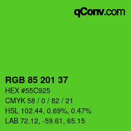 Color code: RGB 85 201 37 | qconv.com