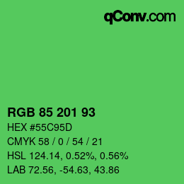 Color code: RGB 85 201 93 | qconv.com