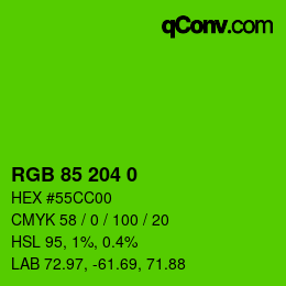 Color code: RGB 85 204 0 | qconv.com