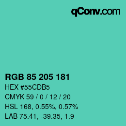 Color code: RGB 85 205 181 | qconv.com