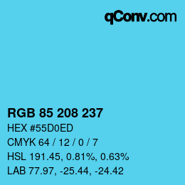 Color code: RGB 85 208 237 | qconv.com