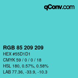 カラーコード: RGB 85 209 209 | qconv.com