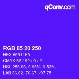 カラーコード: RGB 85 20 250 | qconv.com
