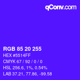 Color code: RGB 85 20 255 | qconv.com