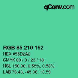Code couleur: RGB 85 210 162 | qconv.com