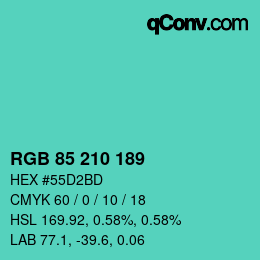 Color code: RGB 85 210 189 | qconv.com