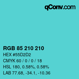 Color code: RGB 85 210 210 | qconv.com