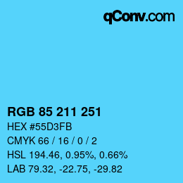Color code: RGB 85 211 251 | qconv.com