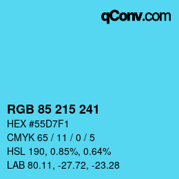 Color code: RGB 85 215 241 | qconv.com