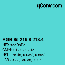 カラーコード: RGB 85 216.8 213.4 | qconv.com