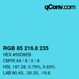 カラーコード: RGB 85 216.8 235 | qconv.com
