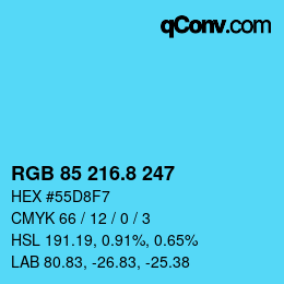 カラーコード: RGB 85 216.8 247 | qconv.com