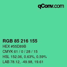 颜色代码: RGB 85 216 155 | qconv.com