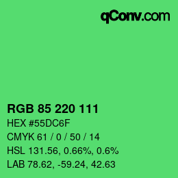 Color code: RGB 85 220 111 | qconv.com