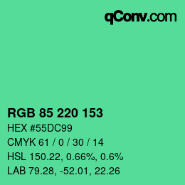 Color code: RGB 85 220 153 | qconv.com