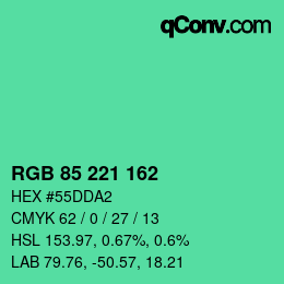 Color code: RGB 85 221 162 | qconv.com