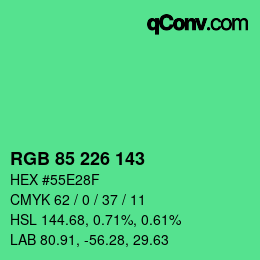 Color code: RGB 85 226 143 | qconv.com
