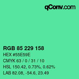 カラーコード: RGB 85 229 158 | qconv.com