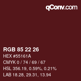 Color code: RGB 85 22 26 | qconv.com