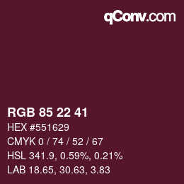 Farbcode: RGB 85 22 41 | qconv.com