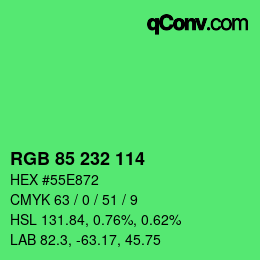 Color code: RGB 85 232 114 | qconv.com