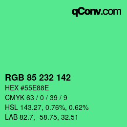 Color code: RGB 85 232 142 | qconv.com