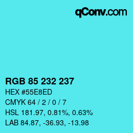カラーコード: RGB 85 232 237 | qconv.com