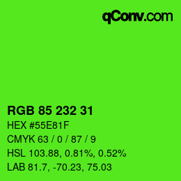 Color code: RGB 85 232 31 | qconv.com