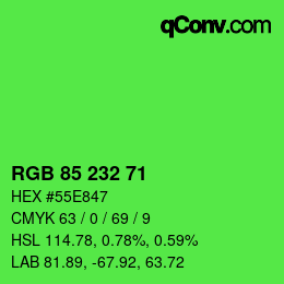 Color code: RGB 85 232 71 | qconv.com