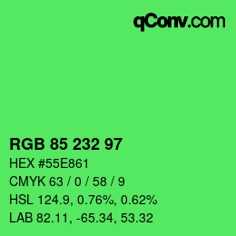 Color code: RGB 85 232 97 | qconv.com