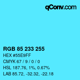 Color code: RGB 85 233 255 | qconv.com