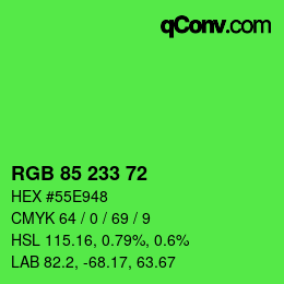 Color code: RGB 85 233 72 | qconv.com