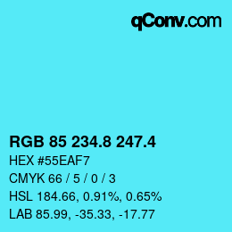 カラーコード: RGB 85 234.8 247.4 | qconv.com