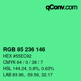 カラーコード: RGB 85 236 146 | qconv.com