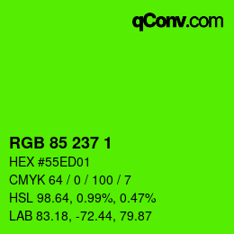 Color code: RGB 85 237 1 | qconv.com
