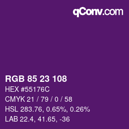 カラーコード: RGB 85 23 108 | qconv.com