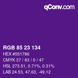 カラーコード: RGB 85 23 134 | qconv.com